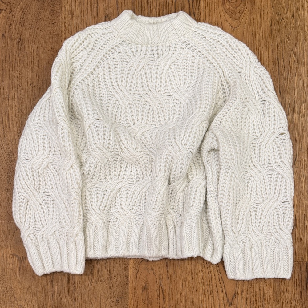 H&M Cream Cable Knit Turtleneck Sweater